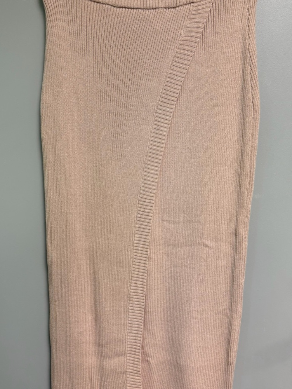 Lulu's Ribbed Knit Pencil Skirt in Blush Nude